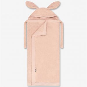  - מגבת לתינוק עם קשירה 100% כותנה – ורוד פודרה