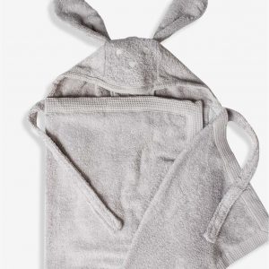  - מגבת לתינוק עם קשירה 100% כותנה – אפור