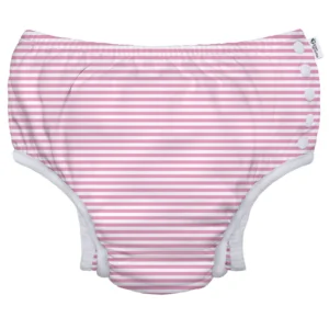  - חיתול בגד ים רב פעמי עם טיקטקים – ורוד פסים