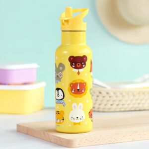 - בקבוק תרמי לילדים 500 מ"ל – חיות צהוב
