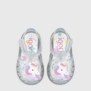  - סנדלי igor שקפקפים לים – שקוף מנצנץ עם חד קרן